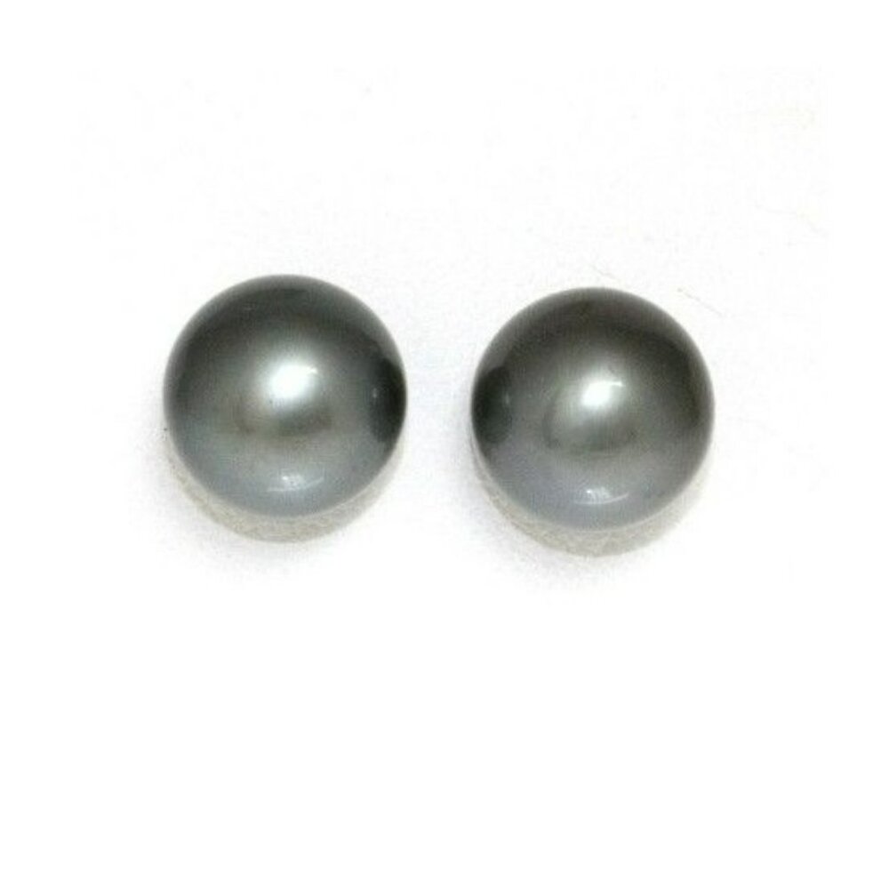 White House Black Market Pearl Stud Earrings Dark Gray Metal Balls - Picture 1 of 5